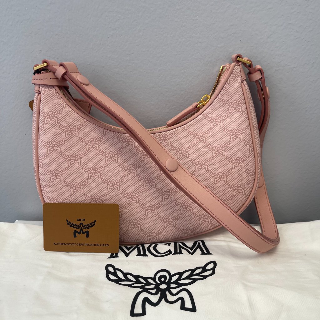Mcm Small Pink Himmel Ascending Moon Hobo In Lauretos - Nwt